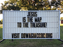 Our sign on the street says, WHERE YOUR TREASURE IS, THERE YOUR HEART WILL BE ALSO!