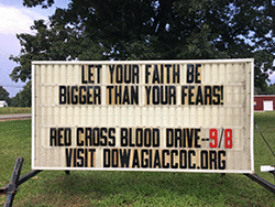 Let your faith be bigger than you fears! Red Cross Blood Drive--9/8