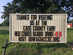 Thanks for visiting us at the Cass County Fair! Red Cross Blood Drive--9/8