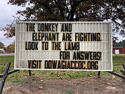 The donkey and elephant are fighting, look to the Lamb for answers!