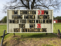Feeding America/Actions In Need food truck will here Tuesday, May 26, from 3:30 to 5:00!